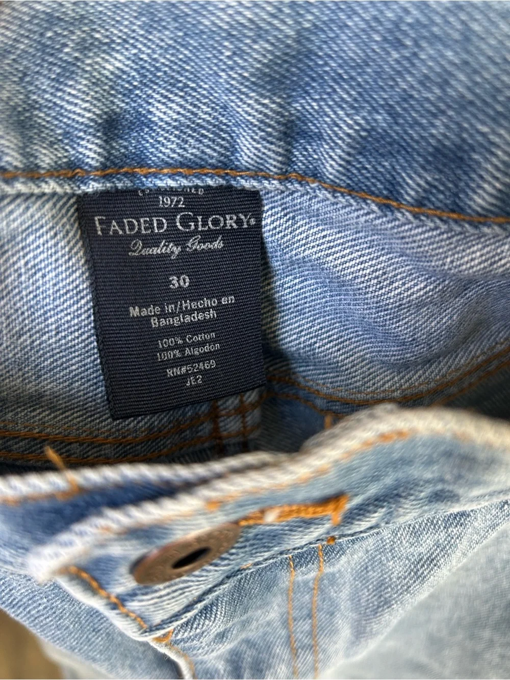 Faded Glory Vintage Style High Rise Bermuda Denim Jorts Size 30
